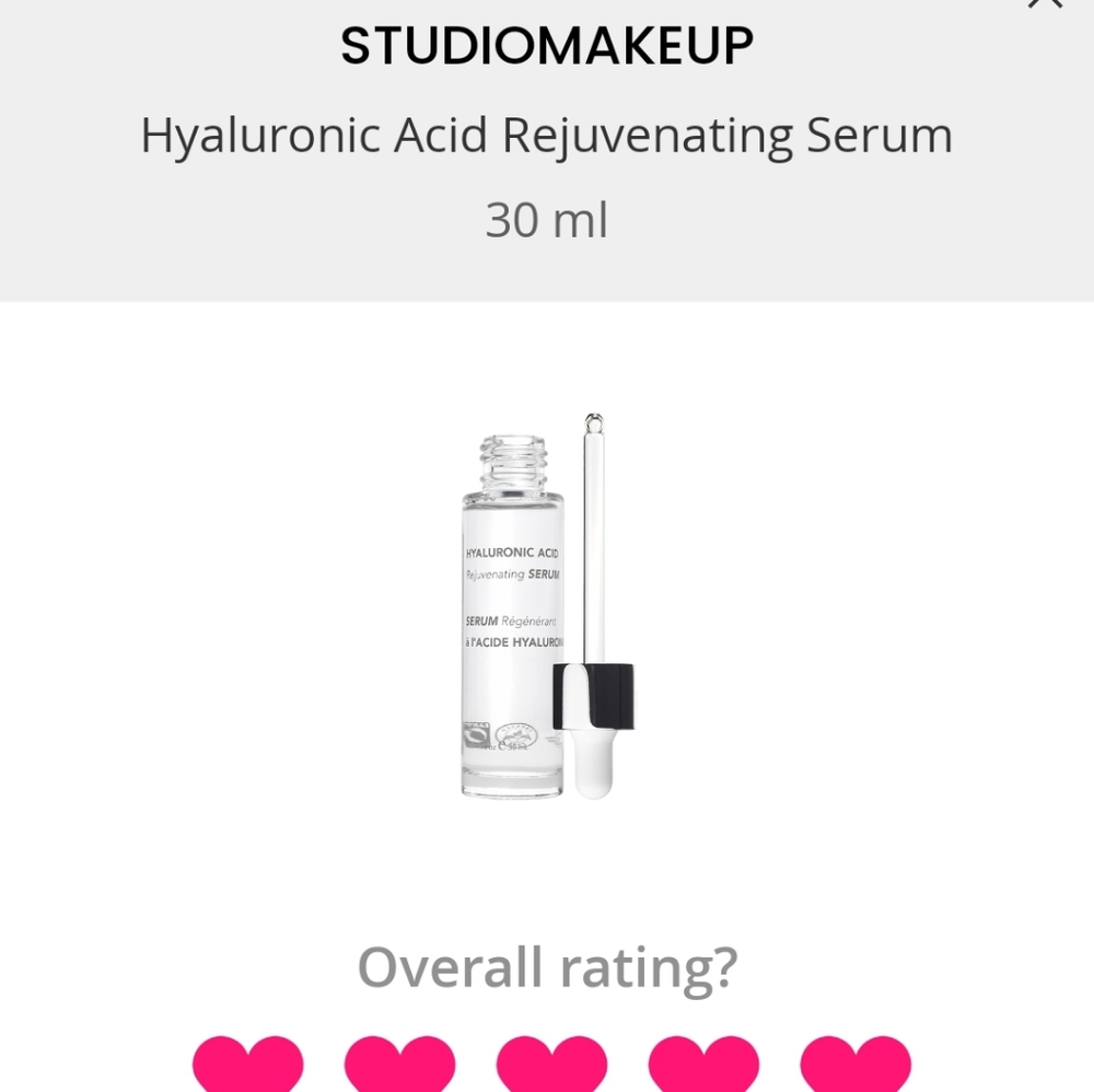 New Hyaluronic Acid Rejuvenating Serum in Box By STUDIOMAKEUP